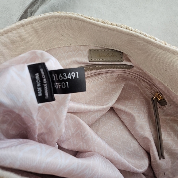 Stella & Dot Ellie Hobo Purse Handbag Neutral Woven Style With Cutout Strap - Picture 9 of 13